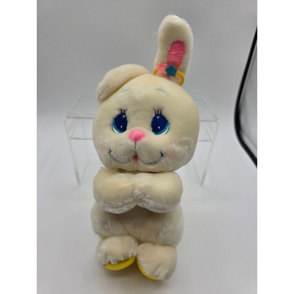 VINTAGE 1984 Mattel Angel Bunny Rabbit Plush Stuffed Animal White Yellow - RARE